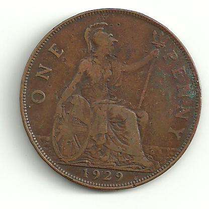 >>>1929 - 1 Penny - GEORGIVS V DEI GRA:... - 1929 <<<