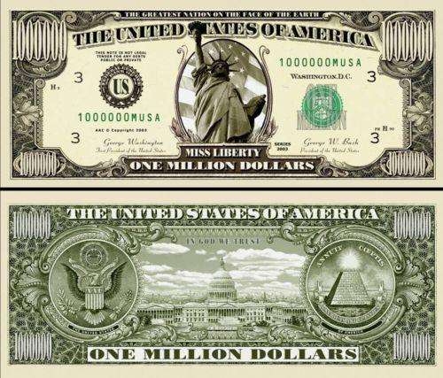 $$$$$$$$ USA $ 1'000'000-00 Bill (One Million Dollars) $$$$$$$$$