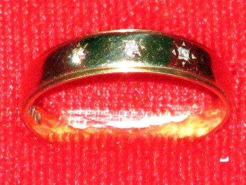 Wedding Ring. 3 Diamonds Set In 9ct  Yellow gold.  View Details.