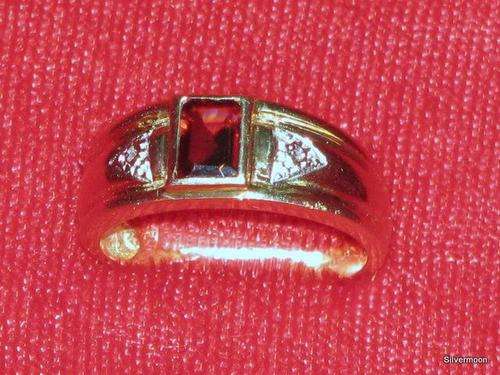 Brilliant Red Garnet & Diamond Ring. 9ct Gold. Genuine Gems. View Details.