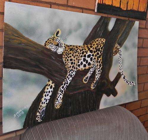 oil painting wildlife leaopard africa