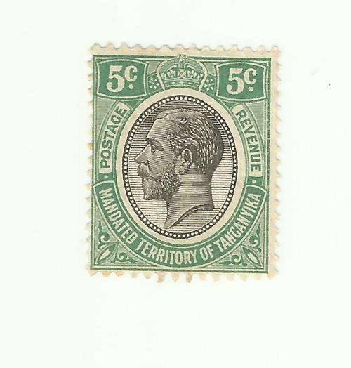 Mandated Territory of Tanganyika King George V 5c Revenue. Not used
