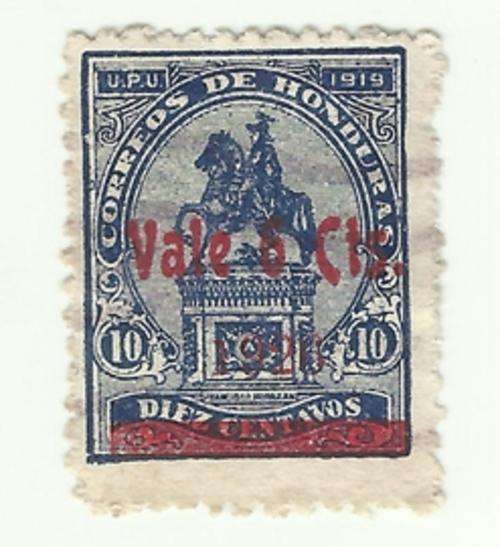 Honduras 1920s OVPT of 10c surcharged used blue