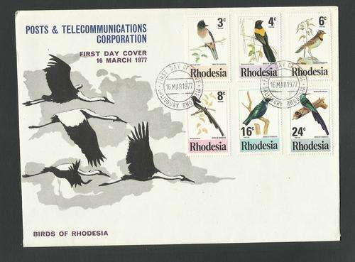 Rhodesia March 1977 FDC Birds of Rhodesia 3c to 24c