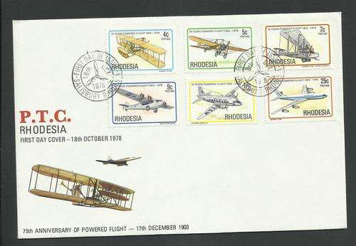 Rhodesia Oct 1978 FDC 75th Anniv Flight 4c to 25c
