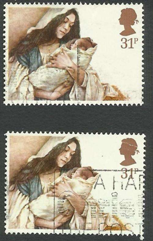 Great Britain 1984 Christmas stamps 31p 2 stamps used