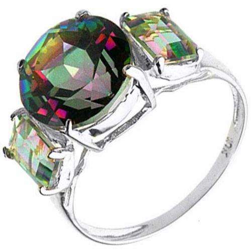 STUNNING 10K SOLID WHITE GOLD MYSTIC TOPAZ RING!     5.010CTS!!!