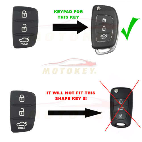 New Type Hyundai i20 / i30 / iX35 - 3 Button Rubber Keypad Replacement
