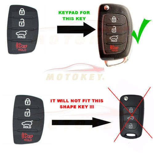 New Type Hyundai i20 / i30 / iX35 - 4 Button Rubber Keypad Replacement