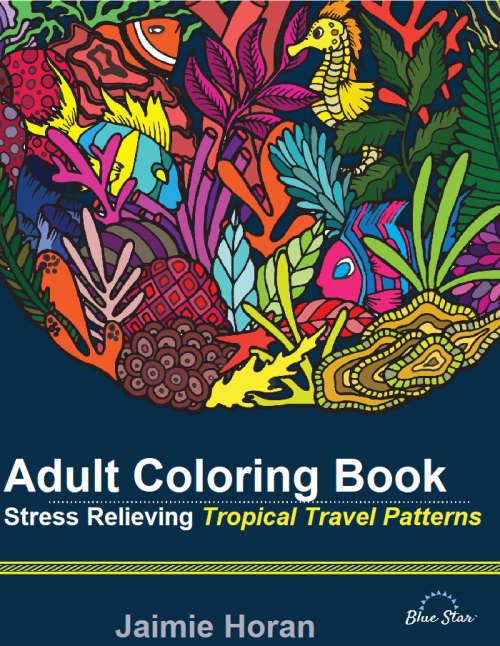 DB 00511 - Coloring Book for  Adults - Stress Relieving Tropical Travel Patterns