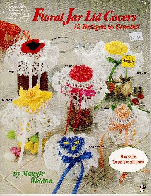 ASN - 1145 - Floral Jar Lid Covers to Crochet Booklet