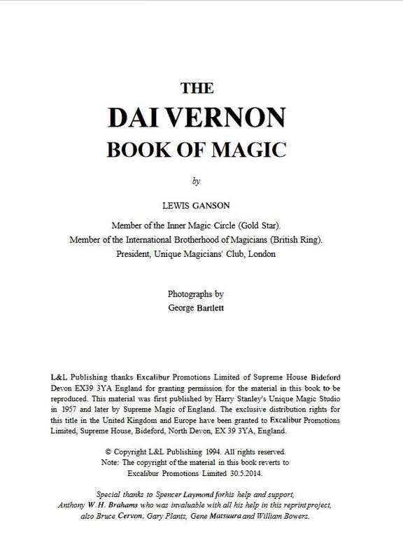 Lewis Ganson - The Dai Vernon Book Of Magic