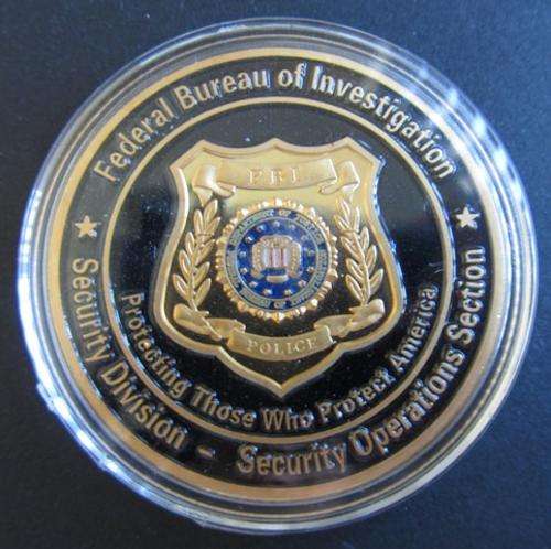 PROOF COLOUR FBI TOKEN! Gold Plated. In capsule