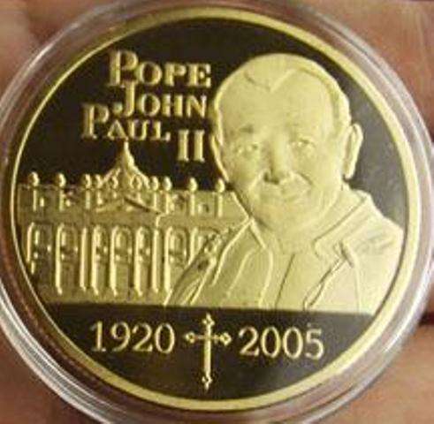 PROOF JOHN PAUL II GOLD PLATED COMMEMORATIVE COIN!