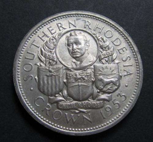 *XF/UNC* SILVER 1953 CROWN - SOUTHERN RHODESIA. High value in this condition!
