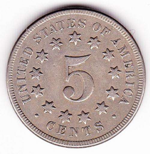 RARE *XF* 1868 5 cents USA