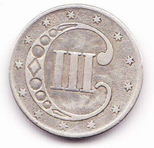 SUPER RARE *VF* 1853  3 cents (type 1) USA ~75% SILVER~