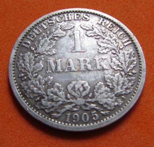 *XF* 1905A 1 Deutsche Mark GERMANY 90% SILVER