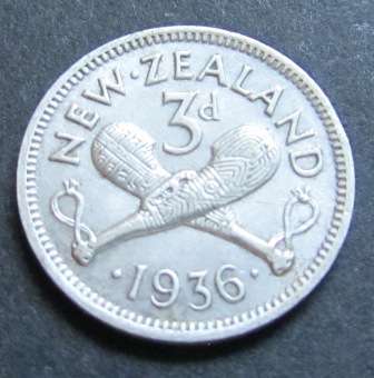 SILVER 3 PENCE 1936 ~ NEW ZEALAND