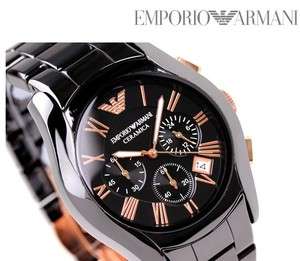 **CLASSIC** EMPORIO ARMANI AR1410 BLACK CERAMICA CHRONOGRAPH MENS WATCH