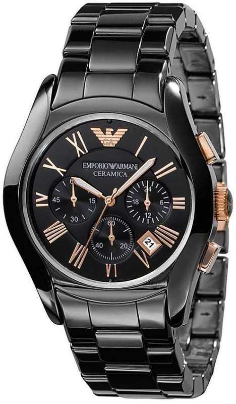 100% AUTHENTIC EMPORIO ARMANI AR1410 BLACK CERAMICA CHRONOGRAPH MENS WATCH