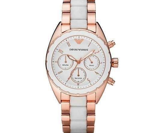 100% AUTHENTIC EMPORIO ARMANI AR5942 ROSE GOLD SPORTIVO CHRONOGRAPH WOMENS WATCH