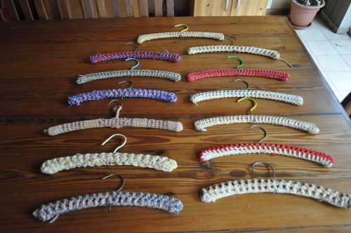 Vintage Crocheted Wooden Hangers (13 in total)