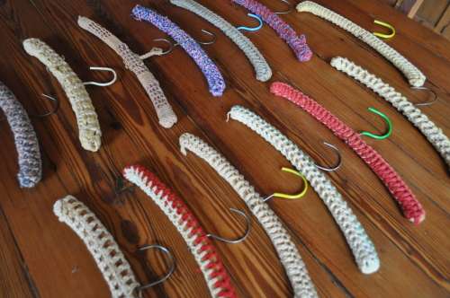Vintage Crocheted Wooden Hangers (13 in total)