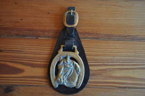 Leather Brass Extra Large Horse Shoe Key Ring