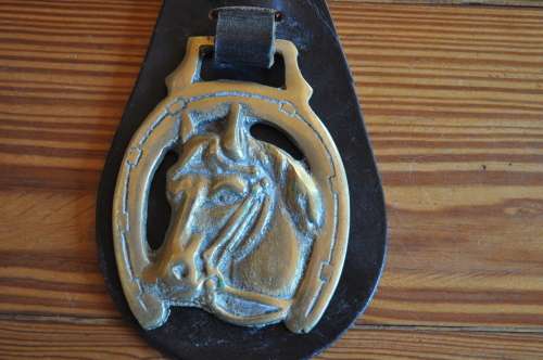 Leather Brass Extra Large Horse Shoe Key Ring