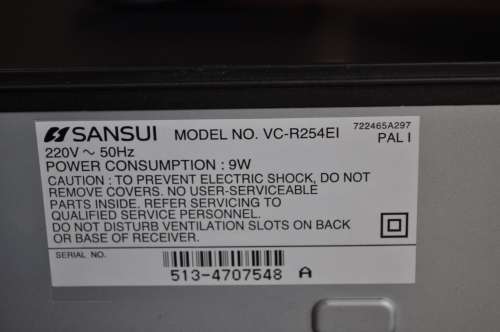 Sansui VHS Video Cassette Recorder (no remote)
