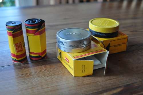 Vintage Kodak Film And 2 Empty Canisters
