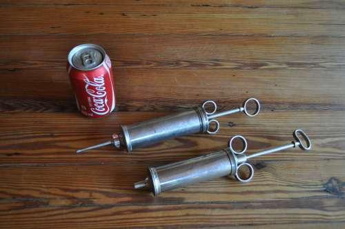 Vintage Metal Medical Syringes