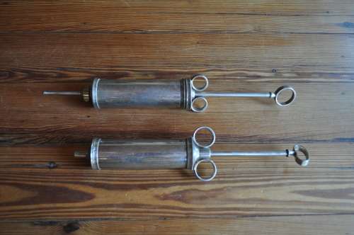 Vintage Metal Medical Syringes