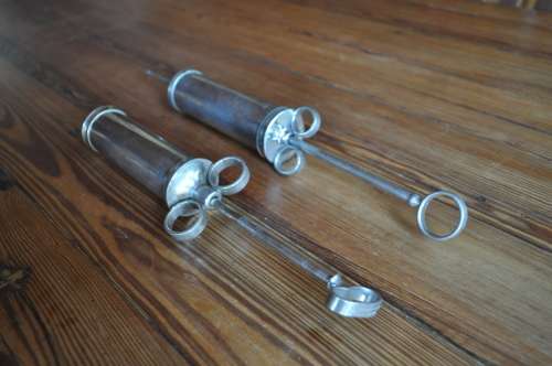 Vintage Metal Medical Syringes
