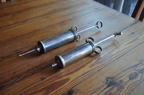 Vintage Metal Medical Syringes