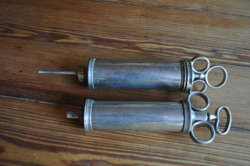 Vintage Metal Medical Syringes