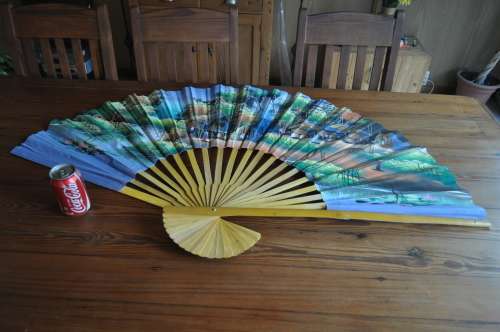 Bamboo Extra Large Hand Painted Wall Fan