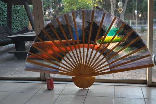 Bamboo Extra Large Hand Painted Wall Fan