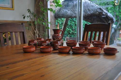 Terracotta Tapas Small Dishes Cups And Jug Portugal