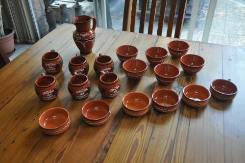 Terracotta Tapas Small Dishes Cups And Jug Portugal