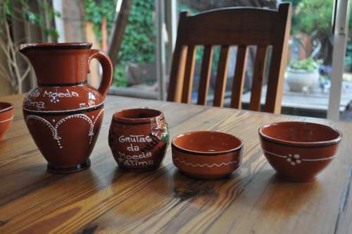 Terracotta Tapas Small Dishes Cups And Jug Portugal