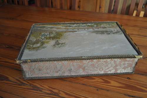 Vintage 1900s Tapestry Chocolate Box (needs repair)
