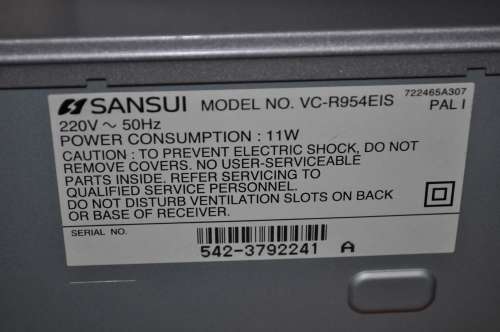 Sansui Hi-Fi Stereo VHS Video Cassette Recorder (no remote)