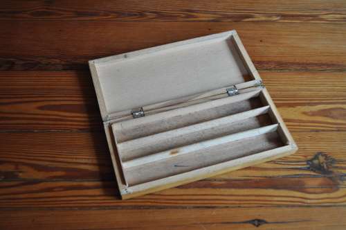 Vintage USSR Soviet Union Wooden Pencil Case Dog Chasing Cat