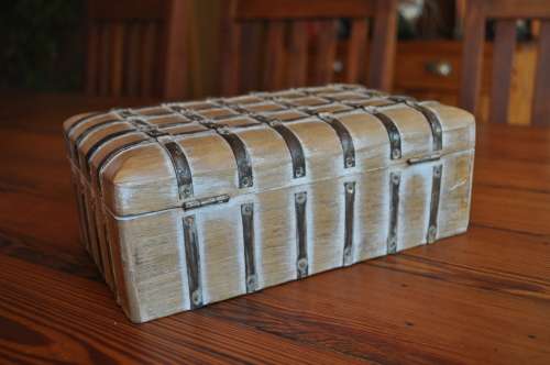 Wooden Jewelry Box With Metal Strips