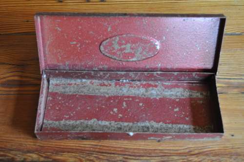 Vintage Red Tin Box Case