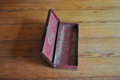 Vintage Red Tin Box Case