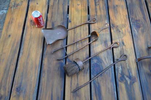 Vintage Copper Brass Fireplace Tool Set