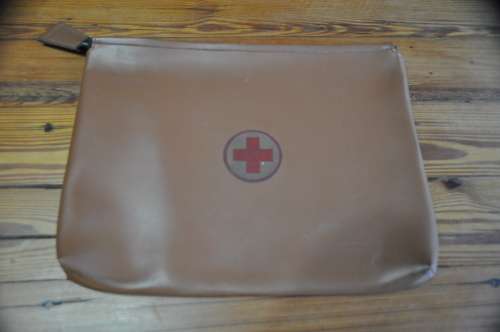 Vintage Vinyl Carry Bag With Red Cross